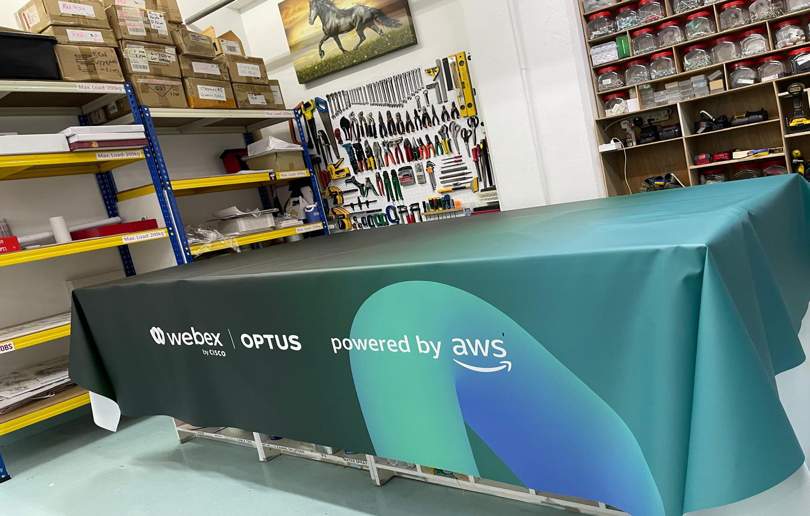 Custom printed tablecloth Singapore exhibition booth with brand logo